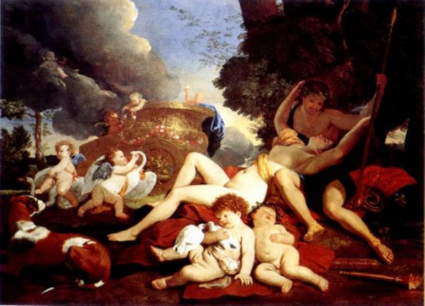 Venus And Adonis by Nicolas Poussin