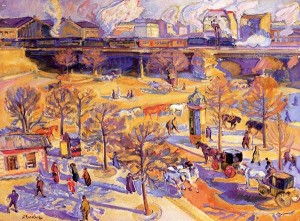 Avenue Du Maine by Nicolas Tarkhoff Oil Painting Reproductions