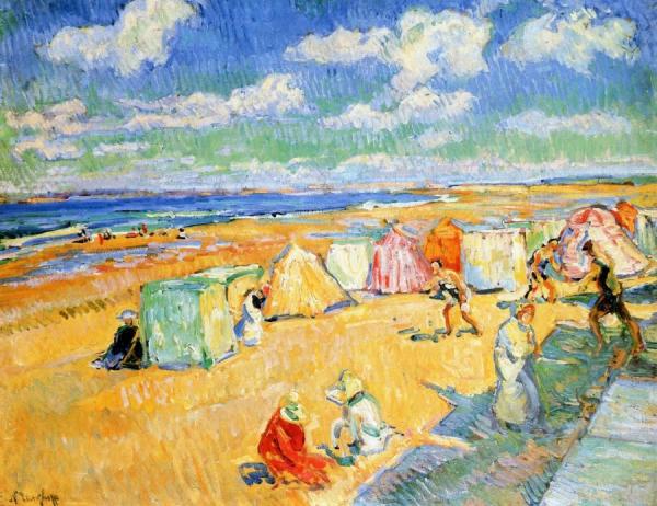 Nicolas Tarkhoff Beach With Tents And People In Soulac Sur Mer