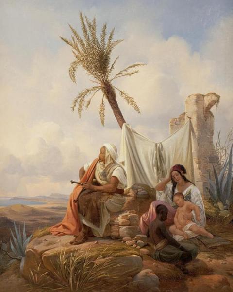 An Encampment, With Figure Smoking A Pipe by Niels Simonsen