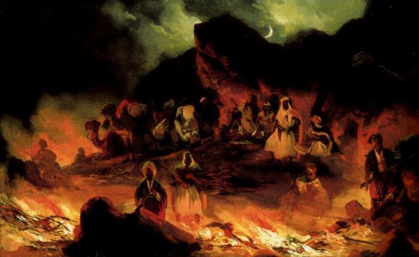 Arab Encampment At Night by Niels Simonsen