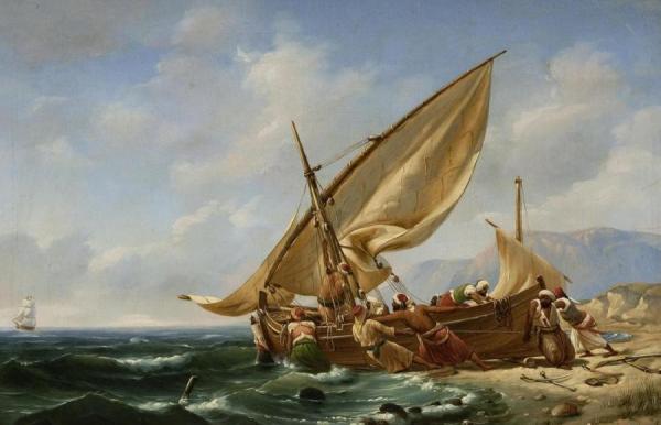 Corsairs Setting Sail by Niels Simonsen Oil Painting Reproductions