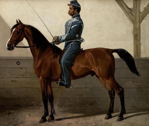 Portrait Of A Hussar by Niels Simonsen