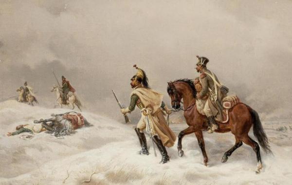 Soldiers In A Winter Landscape by Niels Simonsen