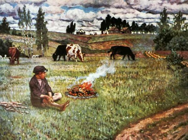 A Young Shepherd by Nikolai Petrovich Bogdanov-belsky