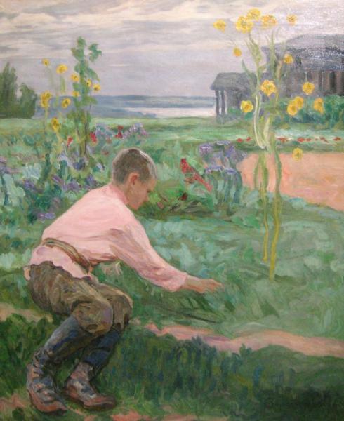 Boy On The Grass by Nikolai Petrovich Bogdanov-belsky