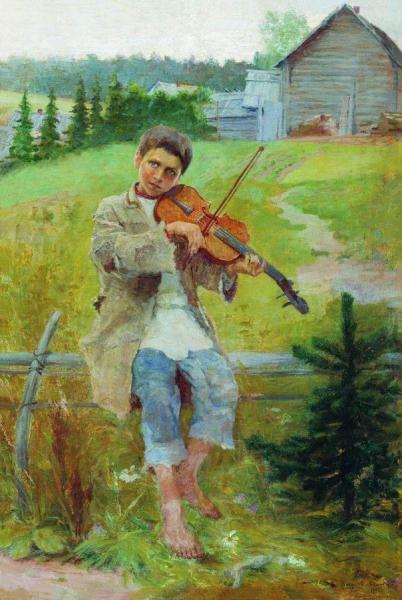 Boy With A Violin by Nikolai Petrovich Bogdanov-belsky