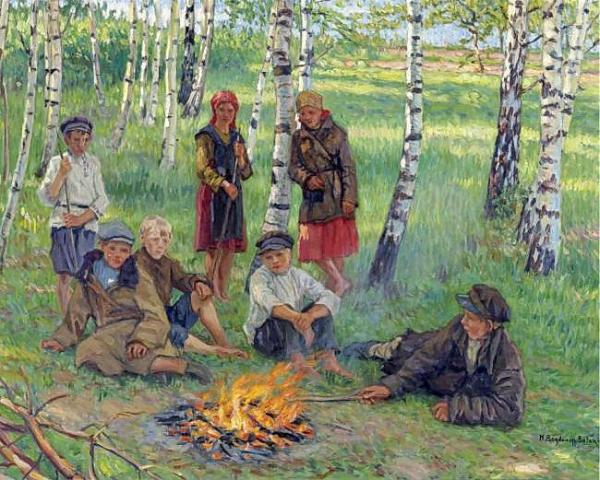 By The Campfire by Nikolai Petrovich Bogdanov-belsky