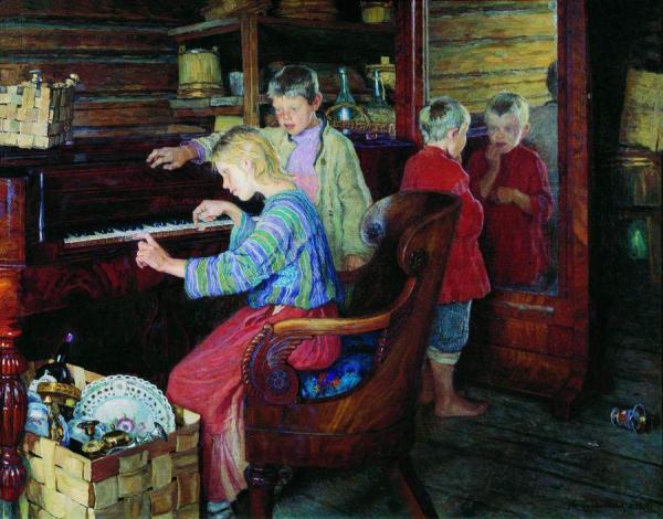 Children At The Piano by Nikolai Petrovich Bogdanov-belsky