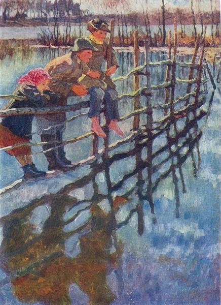 Children On A Fence by Nikolai Petrovich Bogdanov-belsky
