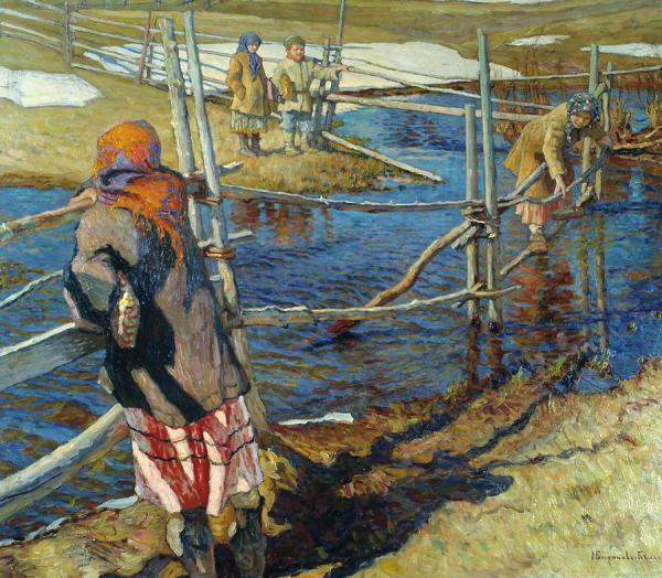 Crossing The Stream by Nikolai Petrovich Bogdanov-belsky