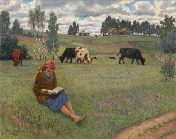 Girl Reading In A Meadow by Nikolai Petrovich Bogdanov-belsky