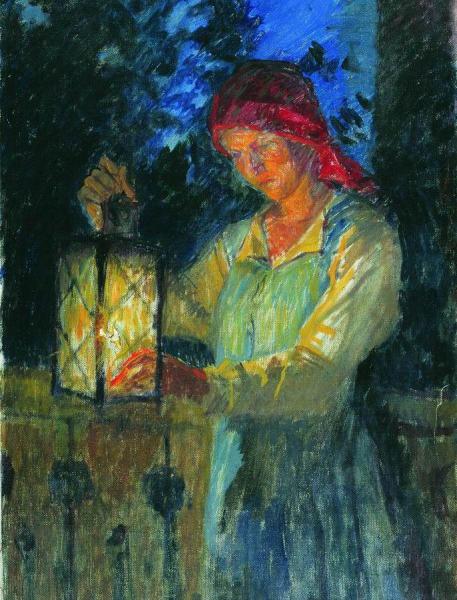 Girl With A Lantern by Nikolai Petrovich Bogdanov-belsky