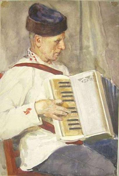 Lettish Accordionist by Nikolai Petrovich Bogdanov-belsky