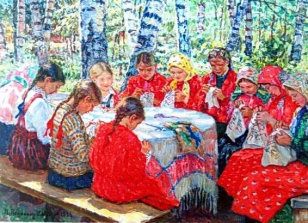 Needlework Classes In A Russian Village by Nikolai Petrovich Bogdanov-belsky