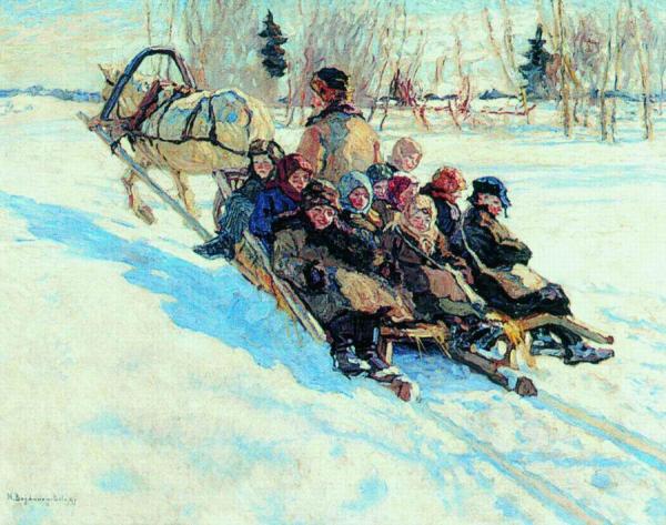 On The Way To School by Nikolai Petrovich Bogdanov-belsky