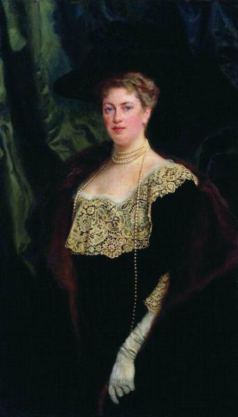 Portrait Of A Lady In A Black Dress With A Lace Collar by Nikolai Petrovich Bogdanov-belsky Oil Painting Reproductions