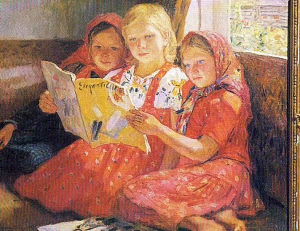 Reading Girls by Nikolai Petrovich Bogdanov-belsky