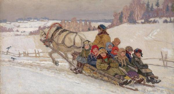 Returning From School by Nikolai Petrovich Bogdanov-belsky