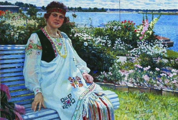 Spring. Portrait Of Mrs Baumane by Nikolai Petrovich Bogdanov-belsky