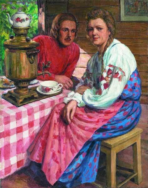 Tea Drinking by Nikolai Petrovich Bogdanov-belsky