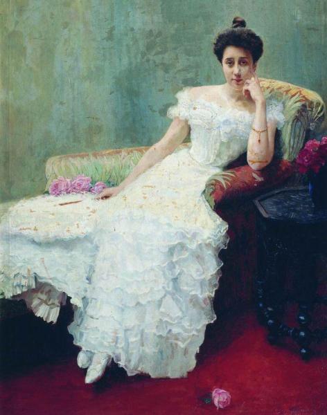 Woman With Roses by Nikolai Petrovich Bogdanov-belsky