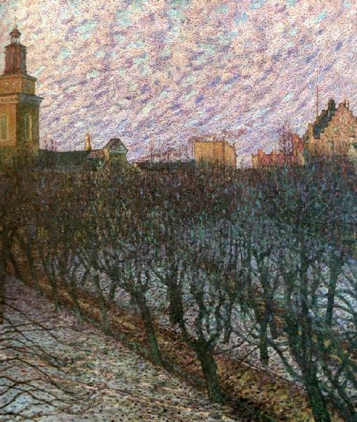 Evening Sun Over Maria Magdalena Church Stockholm by Nils Kreuger