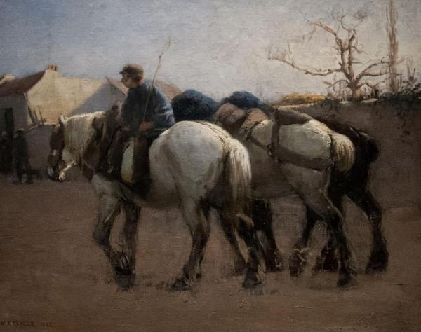 French Village Street With Horses by Nils Kreuger