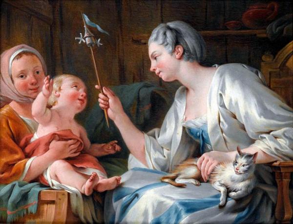 The Child Of A Savoyard Being Entertained By A Pinwheel by Noel Hallé