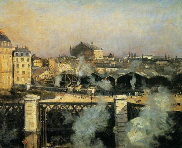 The Pont De L'europe And The Gare Saint-lazare With Scaffolding by Norbert Goeneutte
