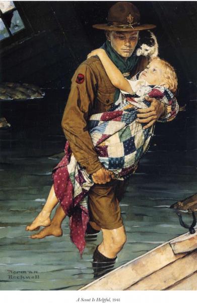 A Scout Is Helpful by Norman Rockwell Oil Painting Reproductions