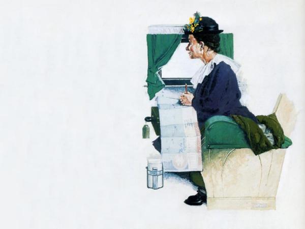 Airplane Trip by Norman Rockwell