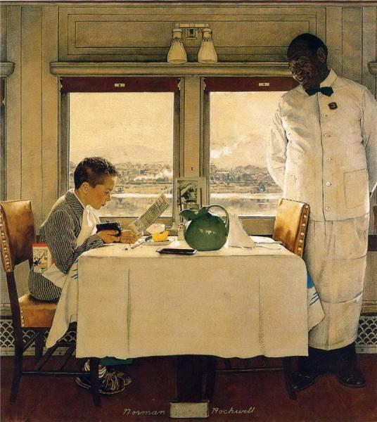 Boy In A Dining Car by Norman Rockwell