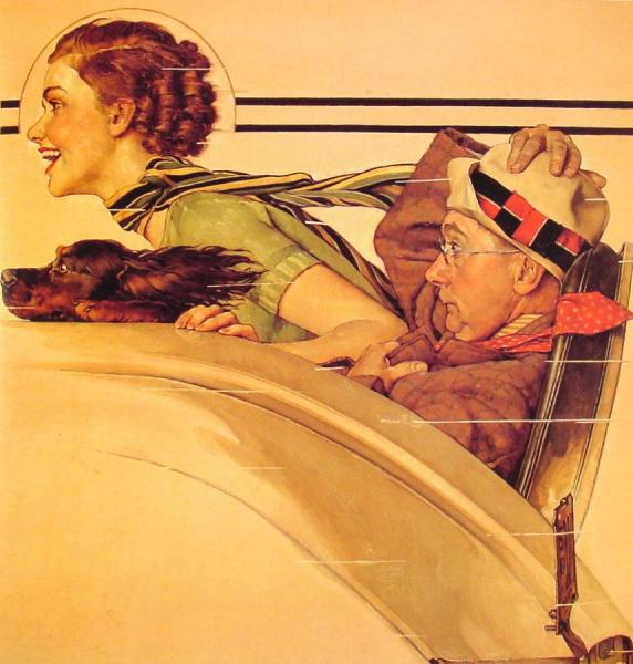 Couple In Rumble Seat by Norman Rockwell Oil Painting Reproductions