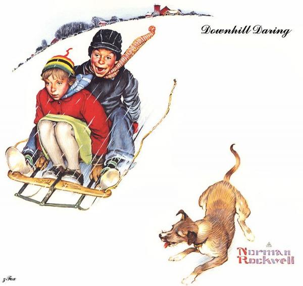 Downhill Daring by Norman Rockwell