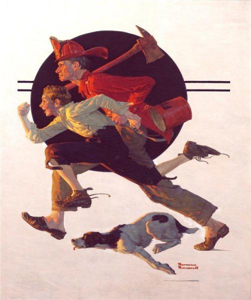 Fire Rescue by Norman Rockwell