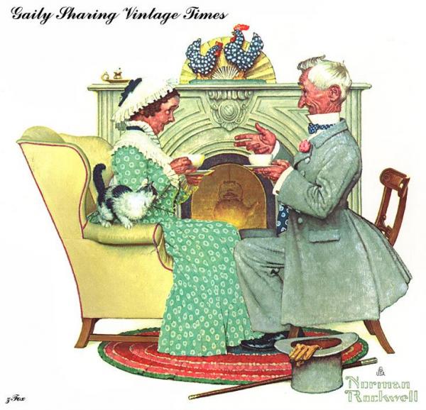 Gaily Sharing Vintage Times by Norman Rockwell