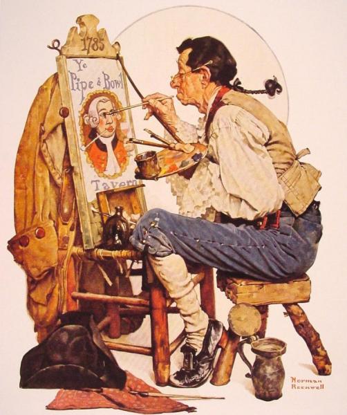 Pipe And Bowl Sign Painter by Norman Rockwell