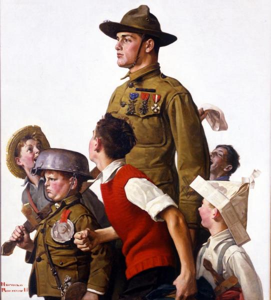 Soldier And Comrads by Norman Rockwell