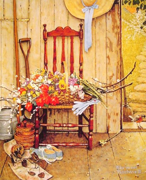 Spring Flowers by Norman Rockwell