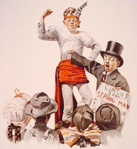 The Circus Barker by Norman Rockwell