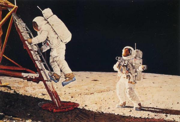 The Final Impossibility: Man's Tracks On The Moon by Norman Rockwell