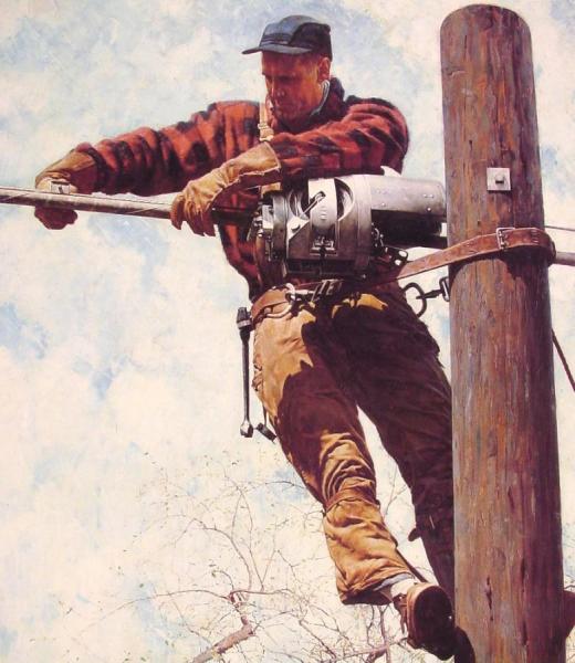 The Lineman by Norman Rockwell Oil Painting Reproductions