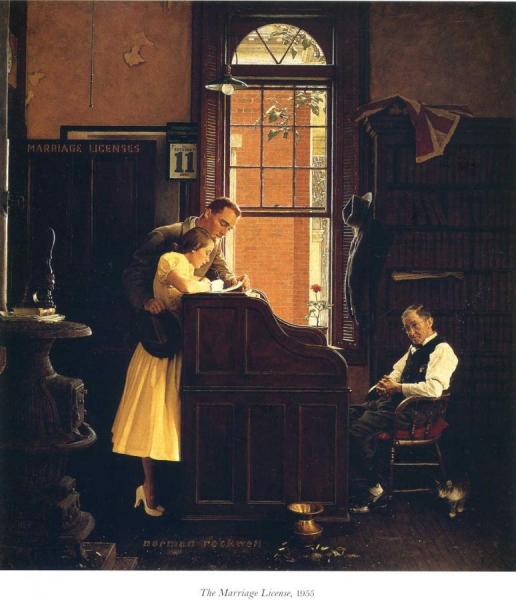The Marriage License by Norman Rockwell