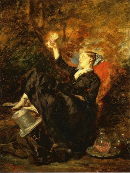 Young Woman With A Wine Glass by Octave Tassaert