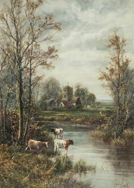 Landscape With Cows by Octavius T. Clark