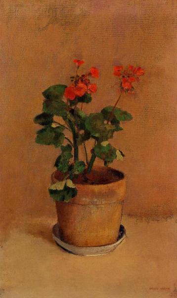A Pot Of Geraniums by Odilon Redon