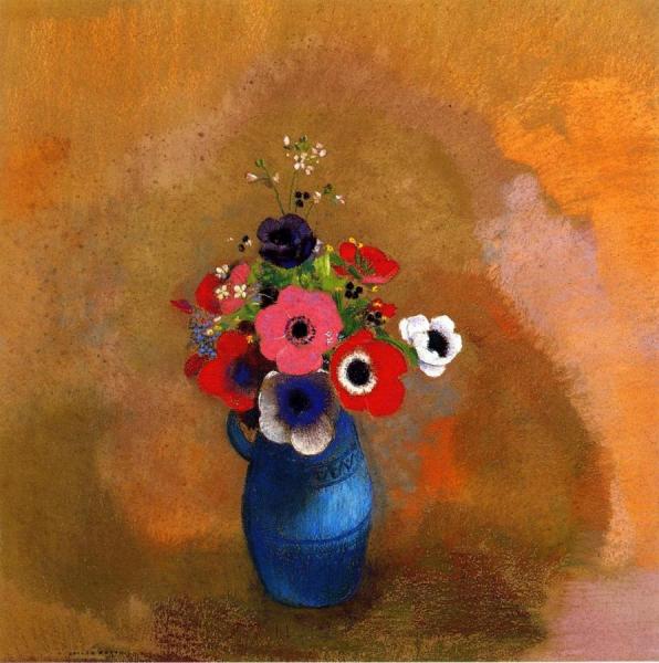 Anemonies In A Blue Vase by Odilon Redon