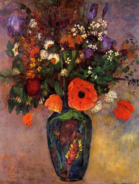 Bouquet Of Flowers In A Vase by Odilon Redon