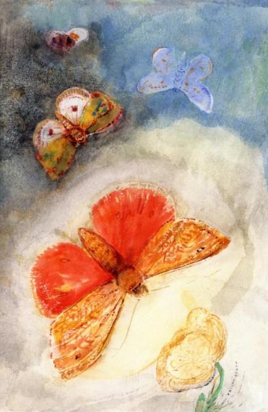 Butterflies And Flowers by Odilon Redon